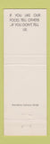Matchbook Cover - Blue Bay Restaurant Lounge Italian Greek Clearwater FL