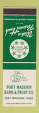 Matchbook Cover - Fort Madison Bank Trust Fort Madison IA