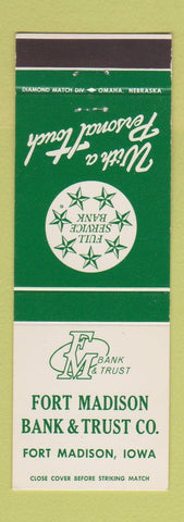 Matchbook Cover - Fort Madison Bank Trust Fort Madison IA