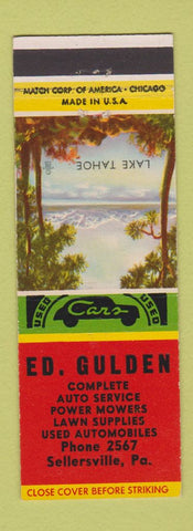 Matchbook Cover - Ed Gulden Auto Service lawn mowers Sellersville PA