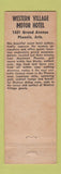 Matchbook Cover - Western Village Motor Hotel Phoenix AZ WEAR