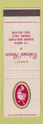Matchbook Cover - McHenry's Colonial House Oxnard CA