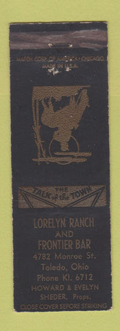 Matchbook Cover - Lorelyn Ranch Frontier Bar Toledo OH