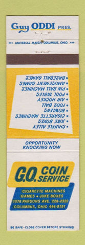 Matchbook Cover - GO Coin Service Vending Columbus OH Juke Box
