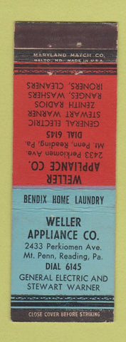 Matchbook Cover - Weller Appliance Mount Penn Reading PA