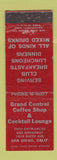 Matchbook Cover - Grand Central Coffee Shop Bar San Diego CA WEAR