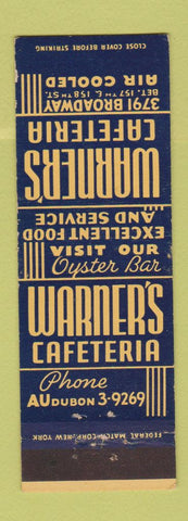 Matchbook Cover - Warner's Cafeteria New York City Federal