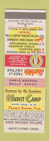 Matchbook Cover - Nudist Camp Bare Skin NM JOKE GAG