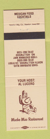 Matchbook Cover - Mucho Mas Restaurant Mexican North Hollywood CA