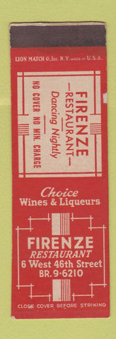 Matchbook Cover - Firenze Restaurant New York City SAMPLE WEAR