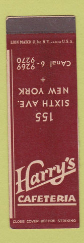 Matchbook Cover - Harry's Cafeteria New York City SAMPLE