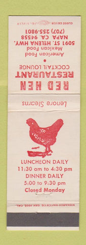 Matchbook Cover - Red Hen Restaurant Napa CA