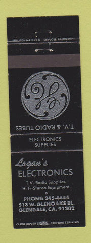 Matchbook Cover - Logan's Electronics Glendale CA GE