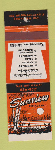 Matchbook Cover - Sunview Restaurant Downsview ON