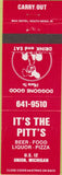 Matchbook Cover - It's the Pitt's Restaurant Union MI pizza
