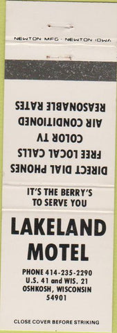 Matchbook Cover - Lakeland Motel Oshkosh WI