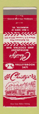 Matchbook Cover - Christy's Restaurant Wilmington DE