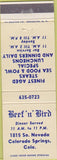 Matchbook Cover - Beef n Bird Colorado Springs CO