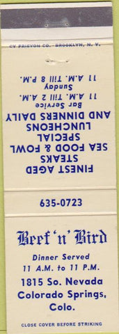 Matchbook Cover - Beef n Bird Colorado Springs CO