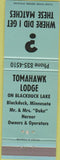 Matchbook Cover - Tomahawk Lodge Blackduck Lake MN