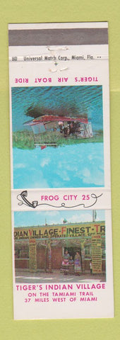 Matchbook Cover - Tiger's Indian Village Tamiami Trail Miami FL Frog City