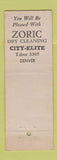 Matchbook Cover - City Elite Laundry Denver Colorado
