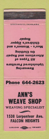 Matchbook Cover - Ann's Weave Shop Falcon Heights MN WEAR