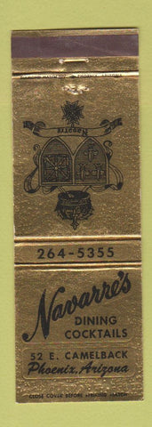Matchbook Cover - Navarre's Restaurant Phoenix AZ