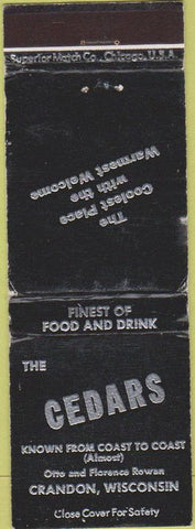 Matchbook Cover - The Cedars Crandon WI