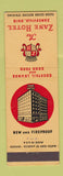 Matchbook Cover - Zane Hotel Zanesville OH