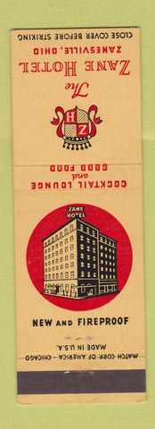 Matchbook Cover - Zane Hotel Zanesville OH