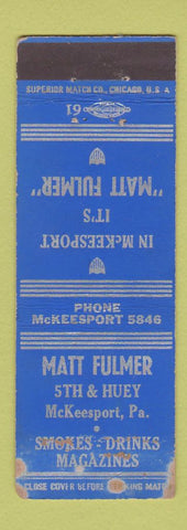 Matchbook Cover - Matt Fulmer Tobacco McKeesport PA WEAR