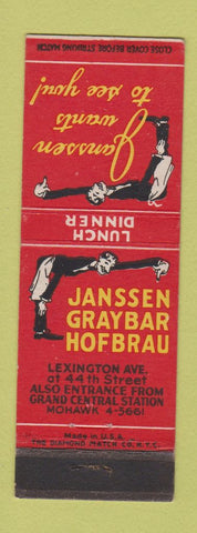 Matchbook Cover - Janssen Graybar Hofbrau New York City Lowenbrau Kulbacher Beer