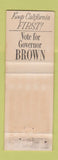 Matchbook Cover - Pat Brown for Governor CA WEAR