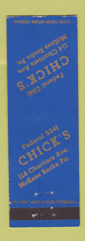 Matchbook Cover - Chick's McKees Rocks PA