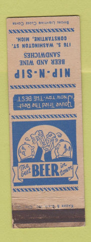 Matchbook Cover - Nip n Sip Restaurant Constantine MI WORN