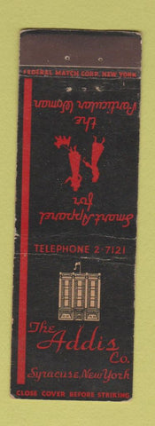 Matchbook Cover - The Addis Clothes Store Syracuse NY FEDERAL LONG WEAR