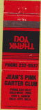 Matchbook Cover - Jean's Pink Garter Club Oklahoma City OK billiards