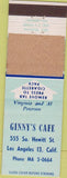 Matchbook Cover - Ginny's Cafe Los Angeles CA