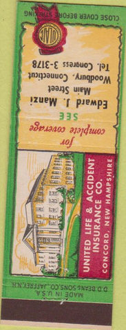 Matchbook Cover - United Insurance Edward Manzi Woodbury CT