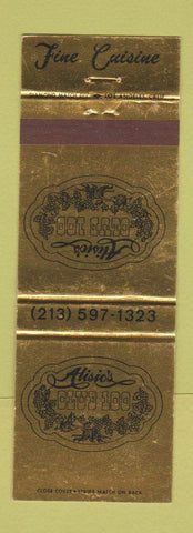Matchbook Cover - Alisio's Club 100 Restaurant Long Beach CA