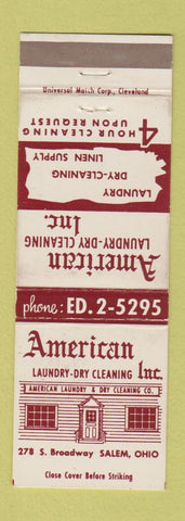 Matchbook Cover - American Laundry Dry Cleaning Salem OH