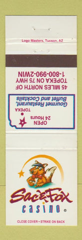 Matchbook Cover - Sac & Fox Casino north of Topeka KS