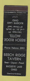 Matchbook Cover - Beech Ridge Motel Tavern Buckeye Lake OH WEAR