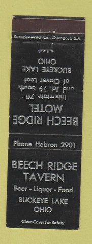 Matchbook Cover - Beech Ridge Motel Tavern Buckeye Lake OH WEAR