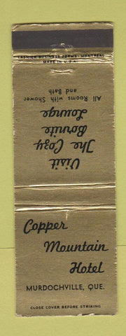 Matchbook Cover - Copper Mountain Hotel Murdochville QC WEAR