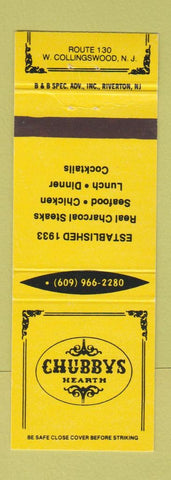 Matchbook Cover - Chubbys Hearth West Collingswood NJ