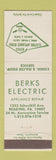 Matchbook Cover - Berks Electric Appliance Repair Reading PA