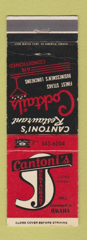 Matchbook Cover - Cantoni's Restaurant Omaha NE WEAR