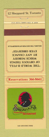 Matchbook Cover - Sherlock's Restaurant Toronto ON